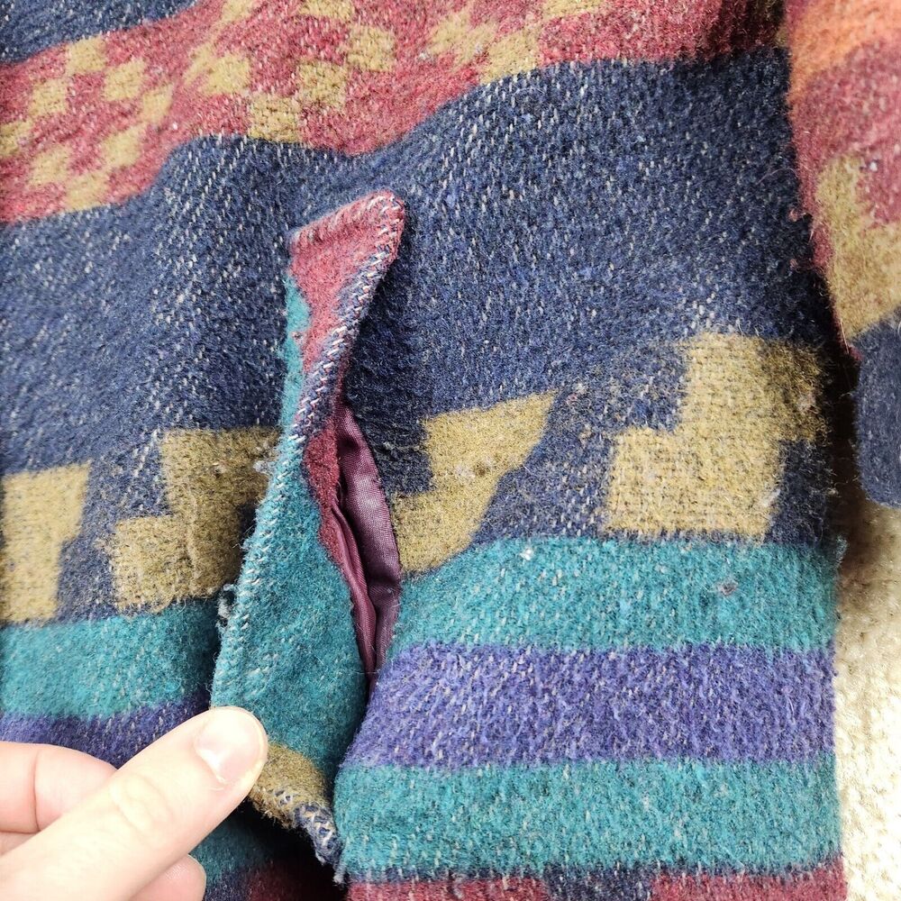Vintage New York Girl Womens Wool Blend Western Aztec Jacket Duffle Coat Size 12 - Picture 4 of 10